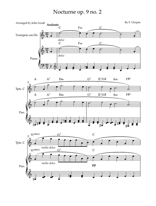 Nocturne op 9 no. 2 (Arr. jonatas braga) - Chopin (Trumpet and Piano)