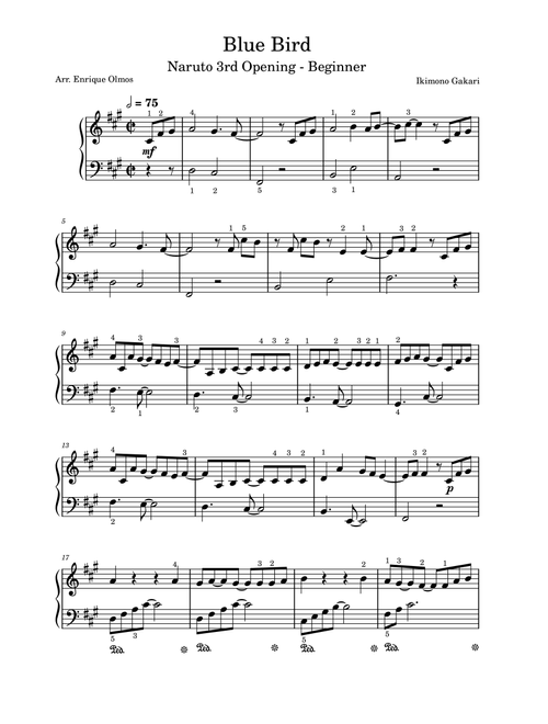 Ikimono Gakari's Blue Bird (Arr. L. E. Olmos) - Ikimonogakari (Piano Solo)