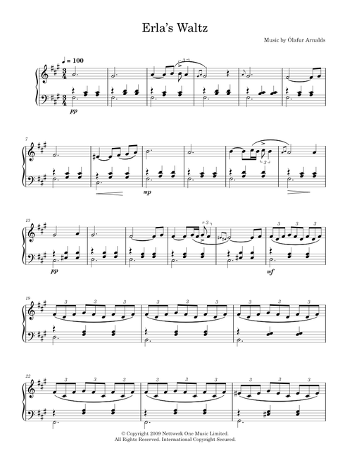 Erla's Waltz - Olafur Arnalds (Piano Solo)