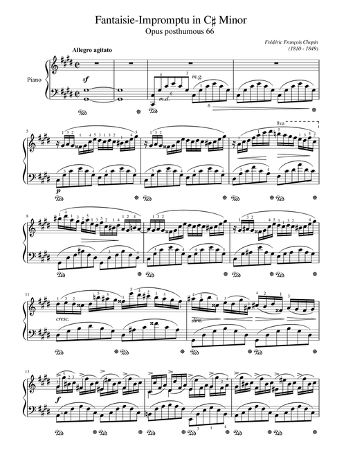 Chopin, Fantaisie-impromptu in C♯ minor, Op.66, for Piano Original With Fingering (Arr. poon) - Frédéric François Chopin (Piano Solo)