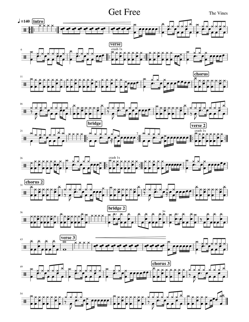 The Vines Get Free Sheet music for Drum group (Solo)