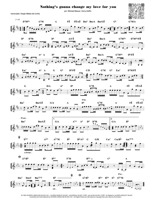 Nothing's Gonna Change My Love For You (Arr. Piano) - Glenn Medeiros (Piano Chords-Lyrics)