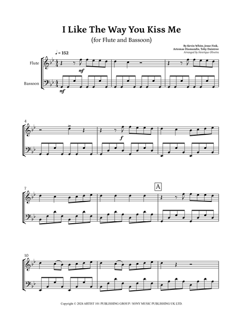 I Like The Way You Kiss Me (Arr. Henrique Oliveira) - Artemas (Instrumental Duet)