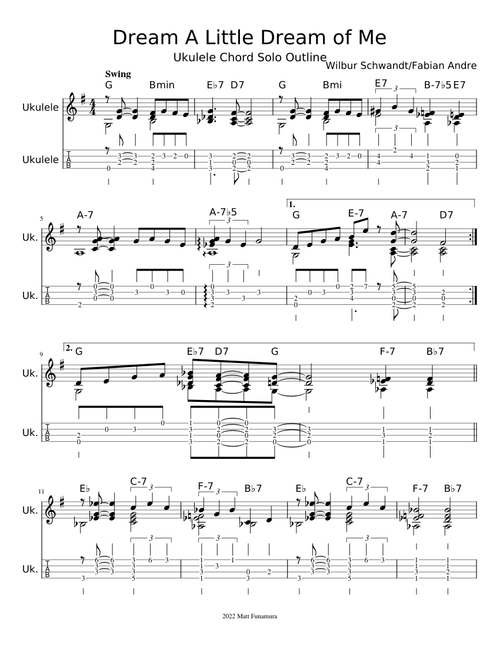 Dream A Little Dream of Me (Uke - Low G)