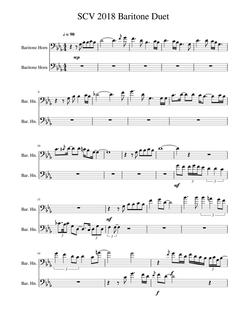Scv 2018 Baritone Duet Sheet Music For Baritone Horn Brass Duet 