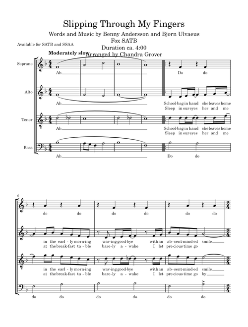 Slipping Through My Fingers – Unknown author