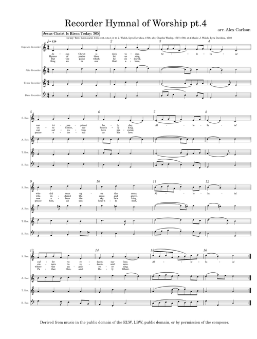 Recorder Hymnal of Worship pt. 4 – arr. Alex Carlson