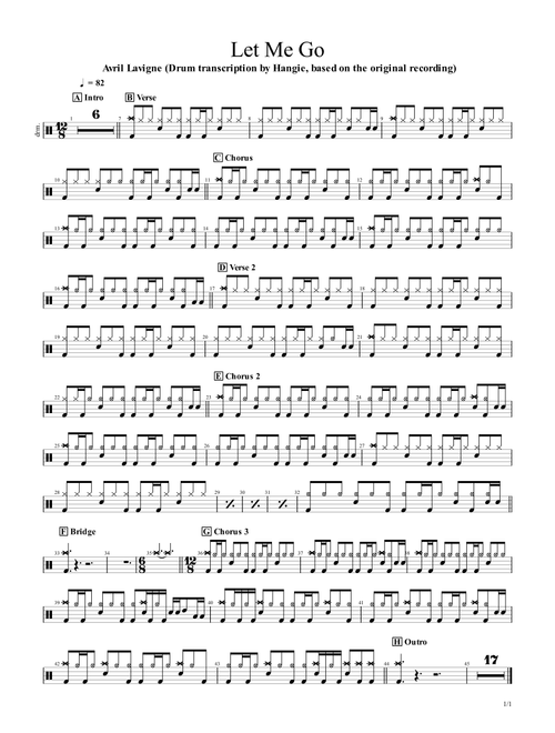 Let Me Go (Arr. Hangie) - Avril Lavigne (Drums)