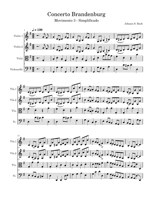 Brandenburg Concerto No.3 in G major - Simplified