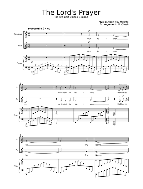 The Lord's Prayer for SA Choir (C Major)