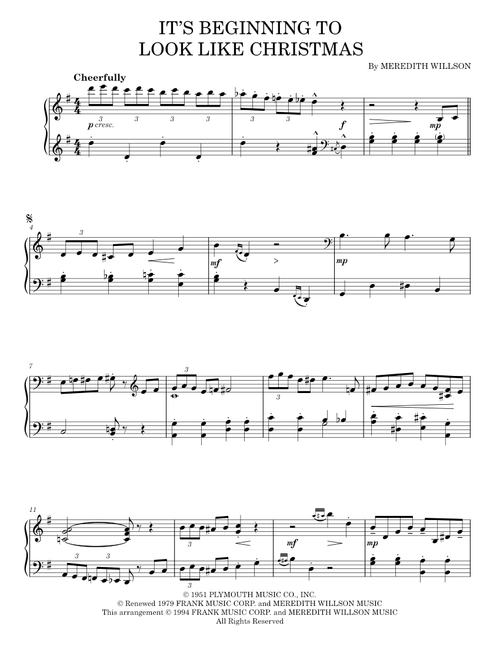 It's Beginning To Look A Lot Like Christmas - Meredith Willson (Piano Solo)