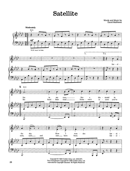 Satellite - Dave Matthews Band (Piano-Vocal-Guitar)