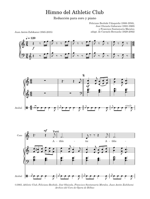 Himno del Athletic Club de Bilbao – José de Olaizola y Feliciano Beobide Himno del Athletic Club
