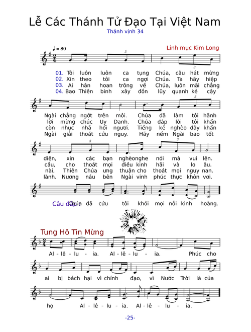 25. Lễ Kính các Thánh Tử Đạo tại Việt Nam - Tv 34 – Lm. Kim Long