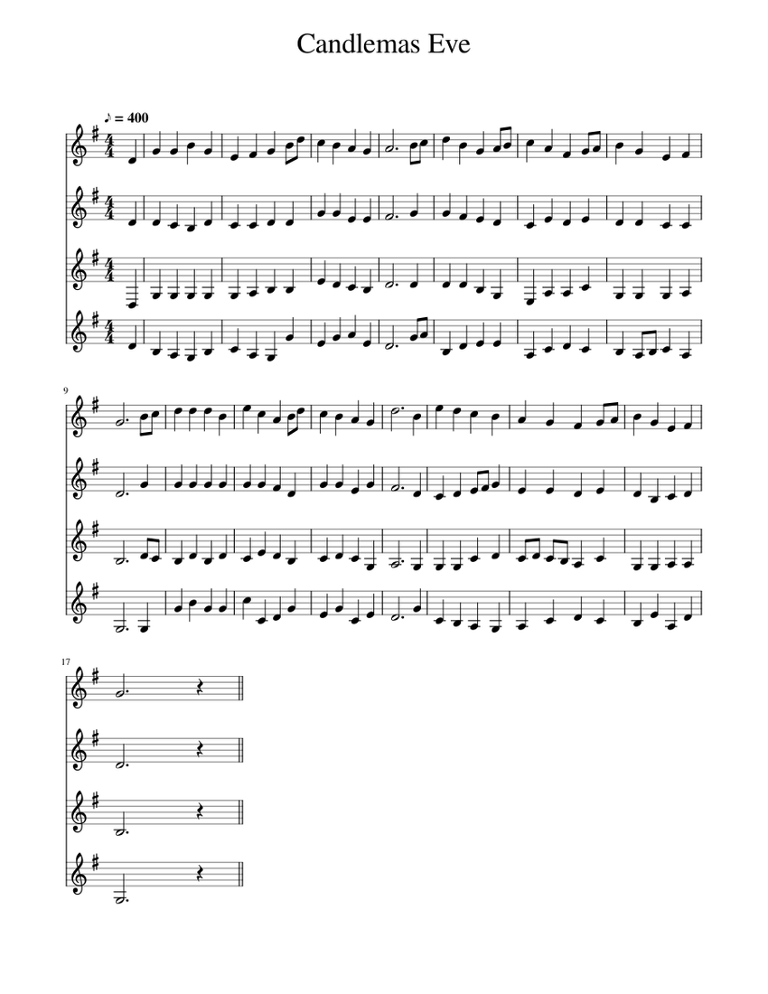 Candlemas Eve Sheet music for Piano (Mixed Quartet)