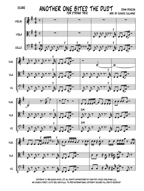 Another One Bites The Dust (Arr. Eunice Culhane) - Queen (String Ensemble)