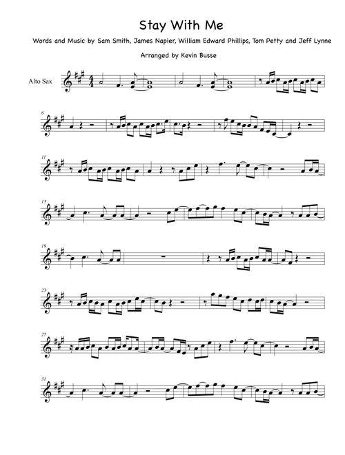Stay With Me (Arr. Kevin Busse) - Sam Smith (Alto Sax Solo)