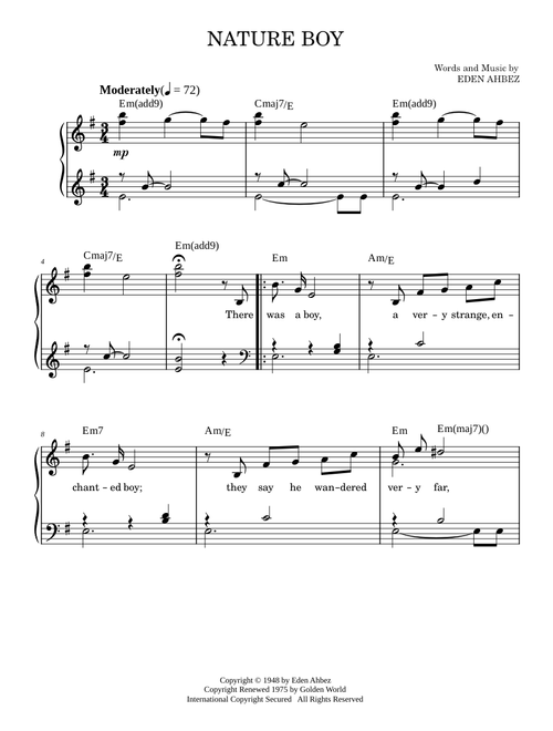 Nature Boy - Nat King Cole (Easy Piano)