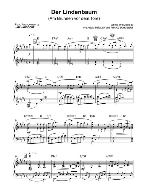 Der Lindenbaum (Arr. Jan Hausdorf) - Franz Schubert (Piano Solo)