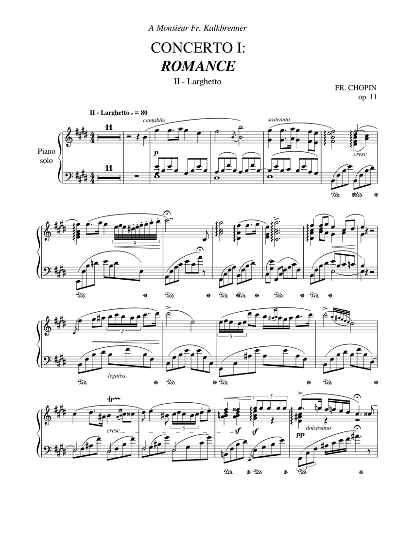 Chopin - Piano Concerto No. 1 In E Minor: II - Larghetto 