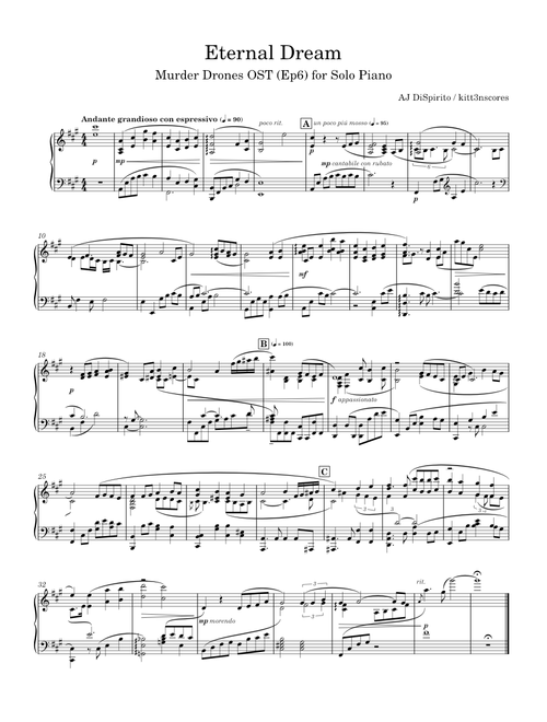 Eternal Dream — AJ DiSpirito | Murder Drones, Arr. for Solo Piano