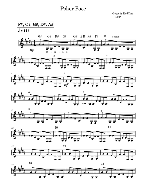 Poker face – Lady Gaga HARP