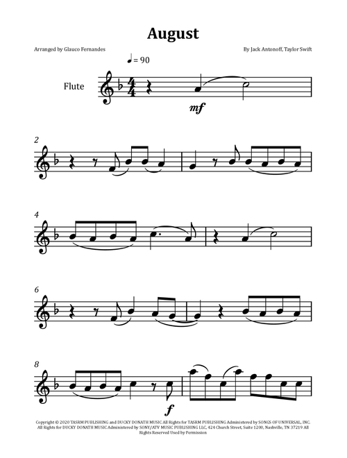 August (Arr. Glauco Fernandes) - Taylor Swift (Flute Solo)