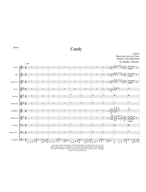 Candy (Arr. Bradley J Heidler) - Cameo (Marching Band)