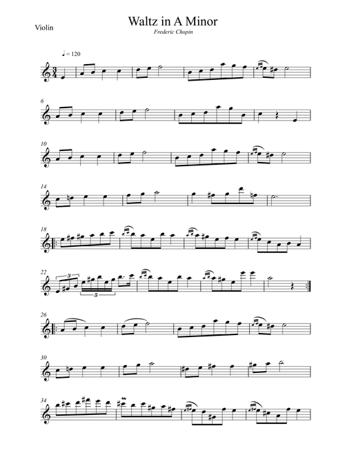 Waltz in A Minor (Chopin) (Arr. Wesley S. SIlva) (Violin Solo)