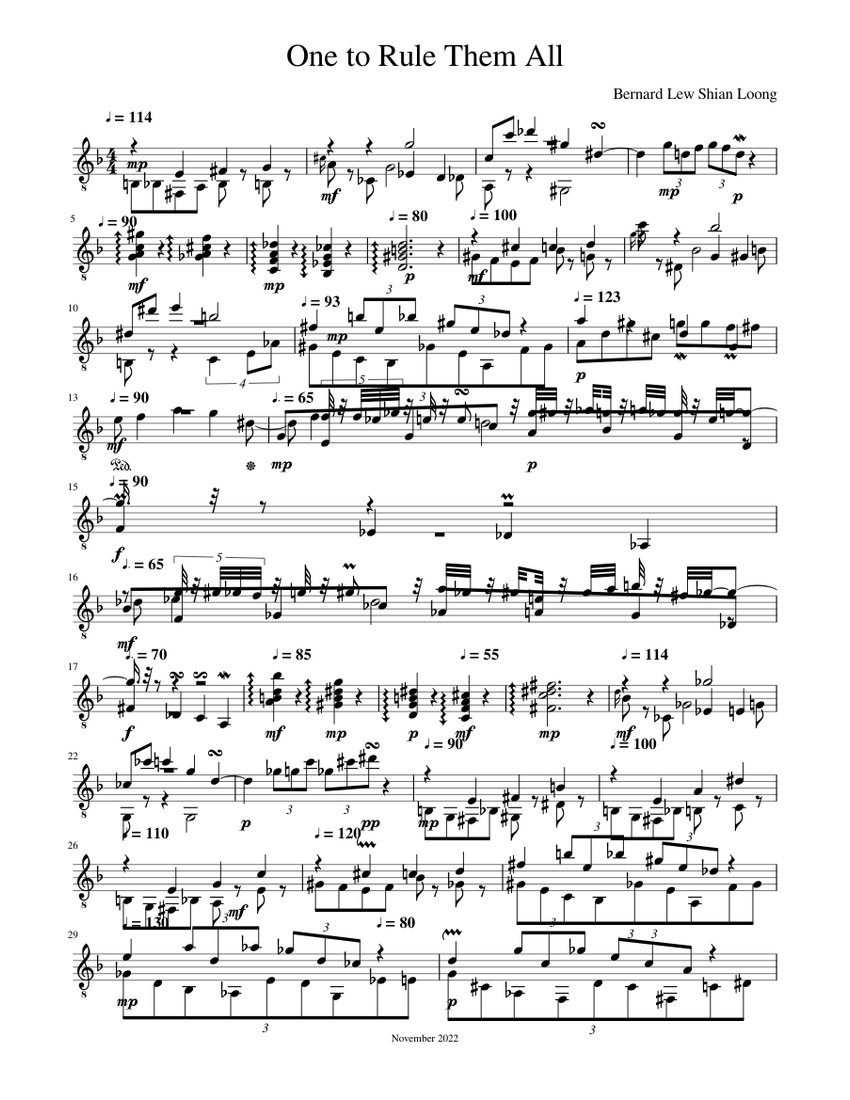 One to Rule Them All Sheet Music for Guitar (Solo) | MuseScore.com