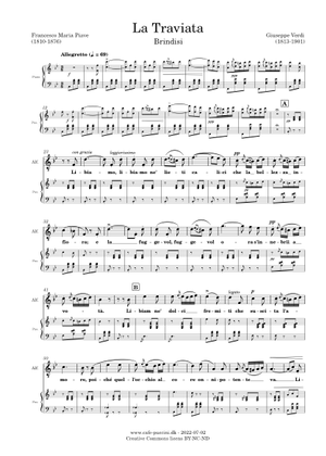 La Traviata - Giuseppe Verdi Sheet Music for Piano, Soprano, Tenor