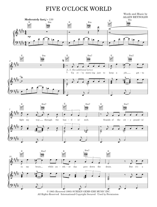 Five O'Clock World - Hal Ketchum (Piano-Vocal-Guitar)