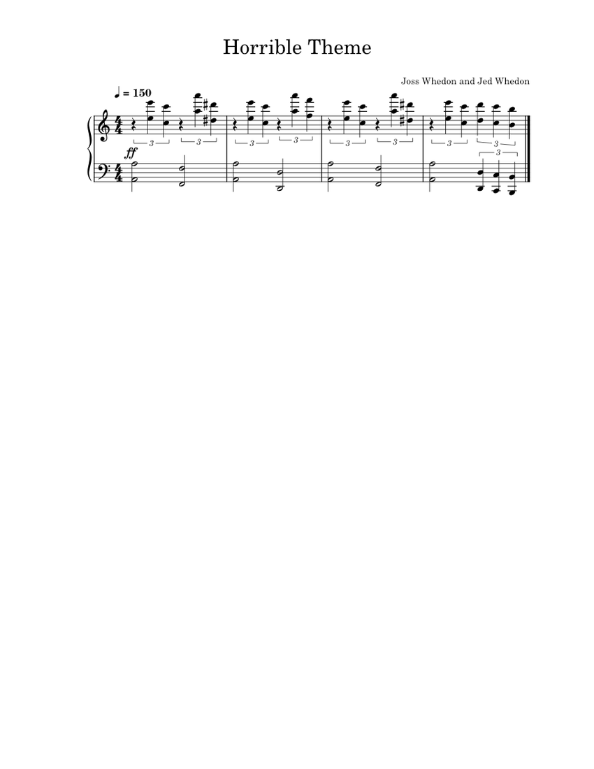 Dr Horribles sing-along blog theme Sheet Music for Piano (Solo) easy ...
