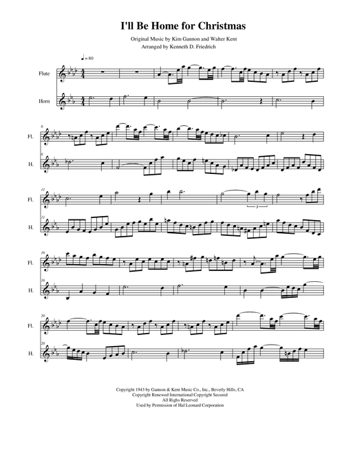 I'll Be Home For Christmas (Arr. Kenneth D. Friedrich) - Rascal Flatts (Instrumental Duet)