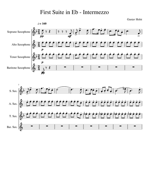 First Suite in Eb for Saxophone Quartet II - Intermezzo