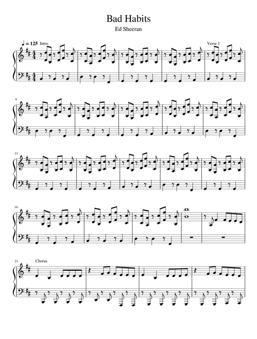 Bad Habits - Ed Sheeran (Piano Only)
