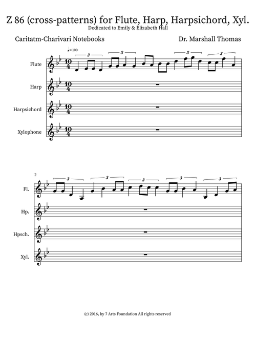 Z 86 (cross-patterns) for Flute, Harp, Harpsichord, Xyl. - Celebrity Chamber Players (Small Ensemble)