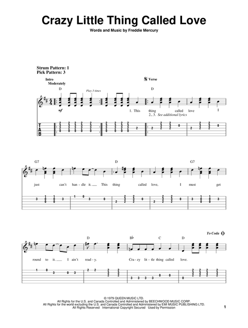 Crazy Little Thing Called Love - Queen, Dwight Yoakam (Easy Guitar with TAB)