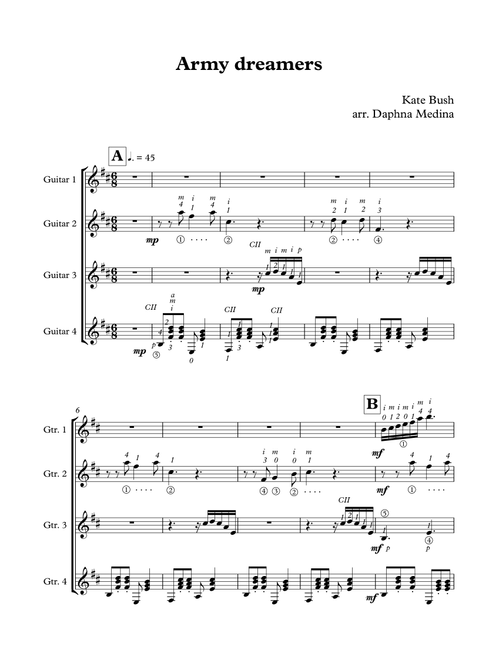 Army Dreamers (Arr. Daphna Medina) - Kate Bush (Solo Guitar)