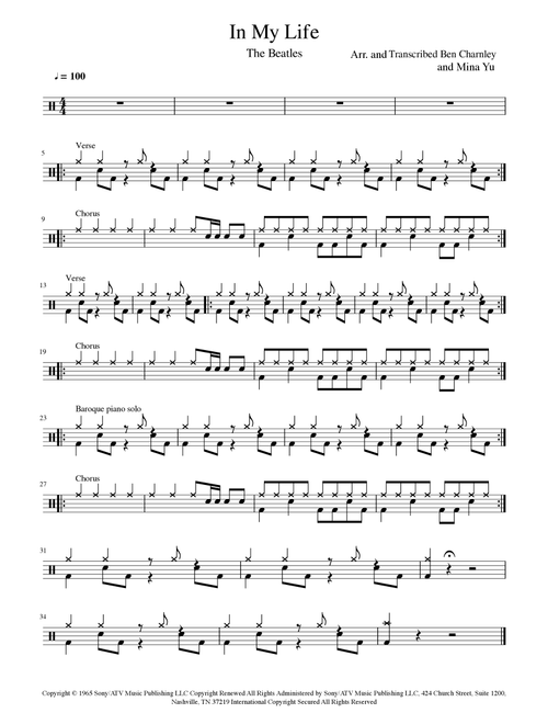 In My Life (Arr. Ben Charnley, Mina Yu) - The Beatles (Drums)