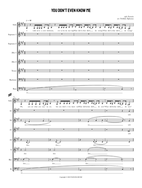 You Don't Even Know Me (Arr. Tehillah Alphonso) - Nitzan Kaikov, Faouzia Ouihya (Choral, SATB divisi)