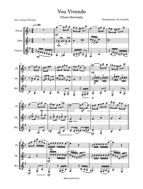 Vou Vivendo (Arr. Jussan Cluxnei) - Pixinguinha Benedito Lacerda (Woodwind Ensemble)