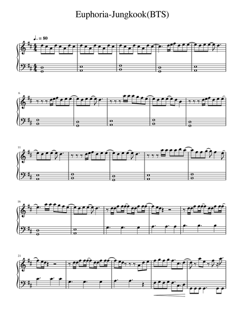 Euphoria (Arr. Kirsten) - BTS (Piano-Vocal-Guitar (Piano Accompaniment))