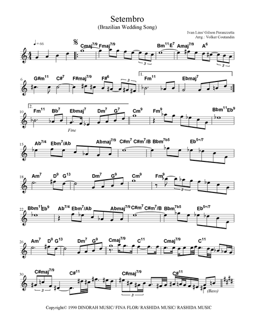 Setembro (Brazilian Wedding Song) (Arr. Volker Coutandin) - Ivan Lins (Lead Sheet - Fake Book)