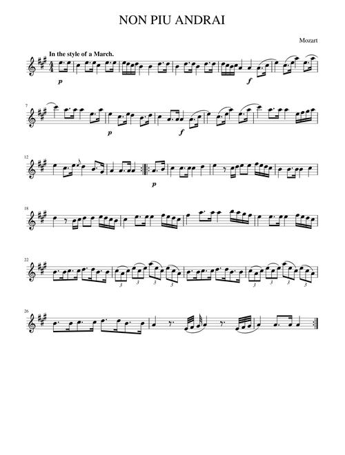 Mozart - NON PIU ANDRAI