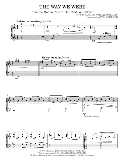 The way we were - Barbra Streisand (Piano Solo)