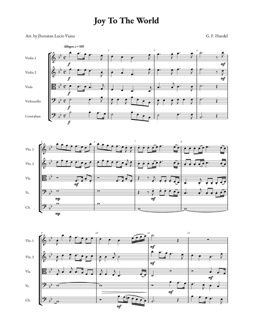 Joy To the World (Arr. Jhonatan Lucio Viana) - Traditional (String Ensemble)