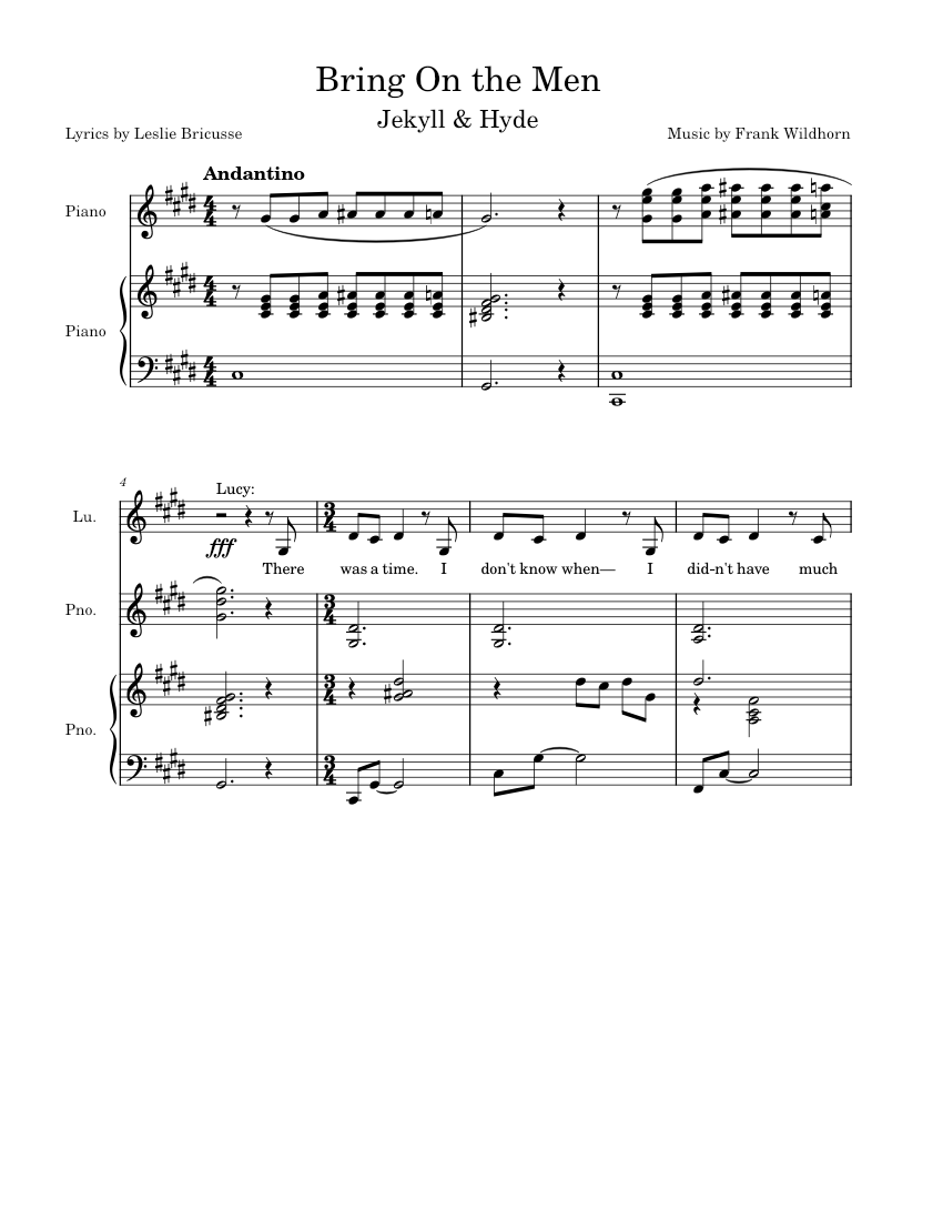 Bring On the Men (Jekyll & Hyde) Sheet music for Piano, Soprano, Alto