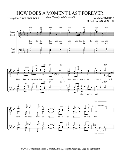 How Does A Moment Last Forever (Arr. Dave Ebersole) - Tim Rice, Alan Menken (Barbershop Quartet)