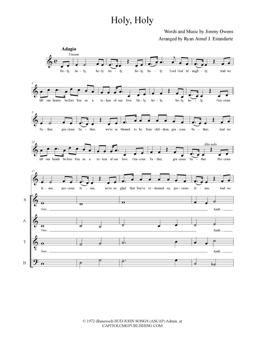 Holy, Holy (Arr. Ryan Aimel J. Estandarte) - Jimmy Owens (Choral, SATB)
